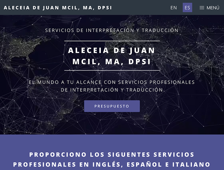 Captura de pantalla de la web de Aleceia de Juan MCIL, MA, DPSI