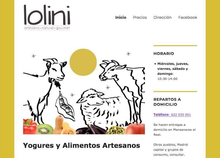 Captura de pantalla de la web de Lolini